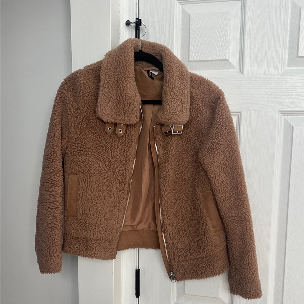 H&M Tan Teddy Jacket size xs